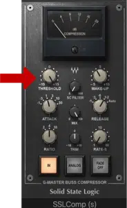 SSL Bus Compression 插件操作介面截圖（第2步)