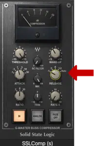 SSL Bus Compression 插件操作介面截圖（第3步)