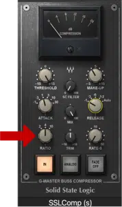 SSL Bus Compression 插件操作介面截圖（第4步)
