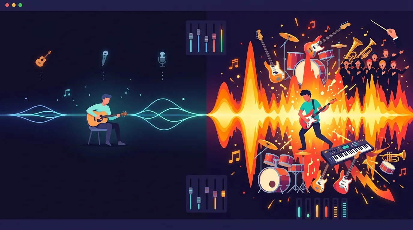 動態對比示意圖:安靜 Verse vs 爆發 Chorus