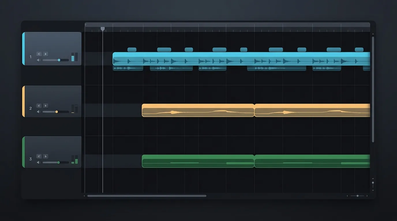 留白示意圖:只有三軌的乾淨 DAW session