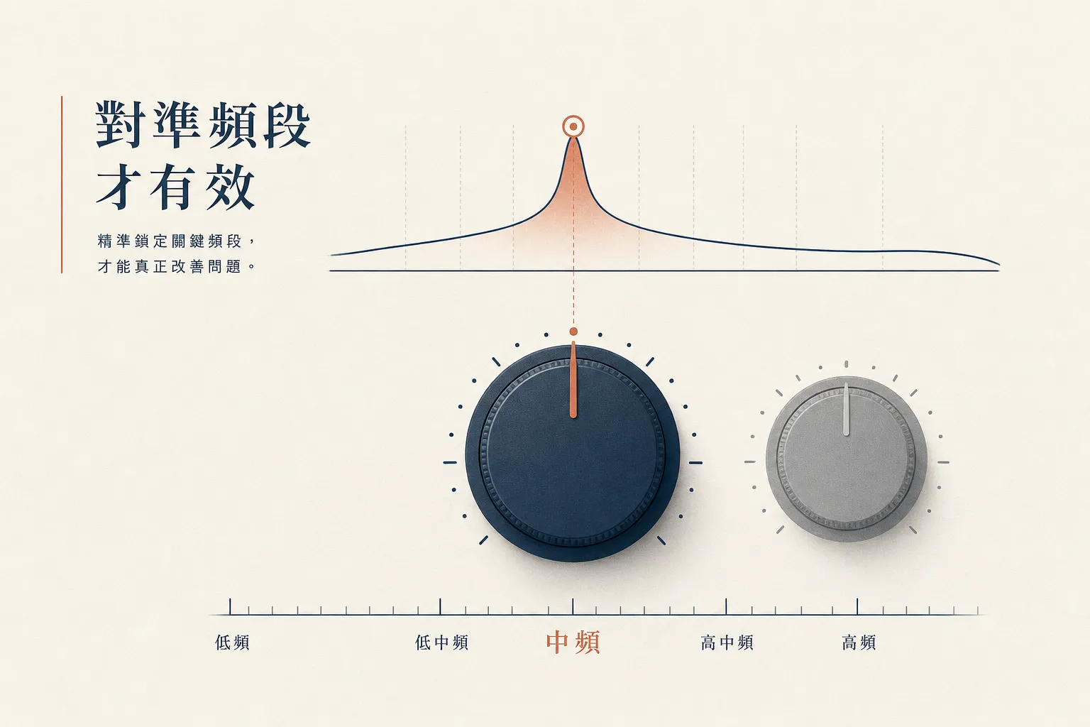 De-Esser frequency 旋鈕對準頻段的示意