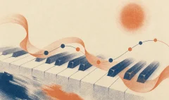 和弦進行：risograph 日式風的鋼琴鍵與和弦流動精選圖