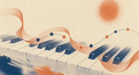 和弦進行：risograph 日式風的鋼琴鍵與和弦流動精選圖