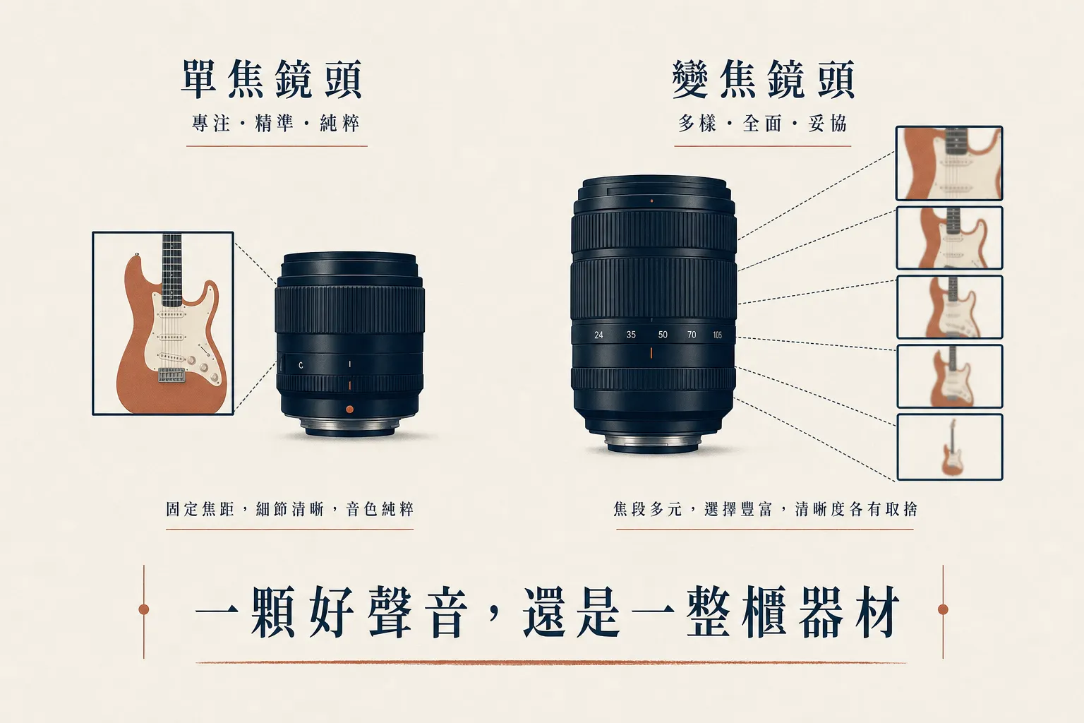 單一音色包像定焦鏡,器材櫃像變焦鏡:一顆好聲音還是一整櫃器材