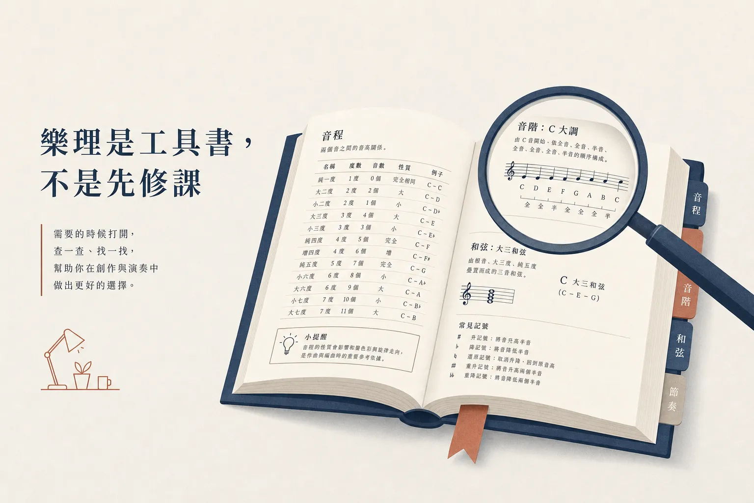 樂理不是必須從頭讀完的先修課，而是邊做音樂邊查的工具書