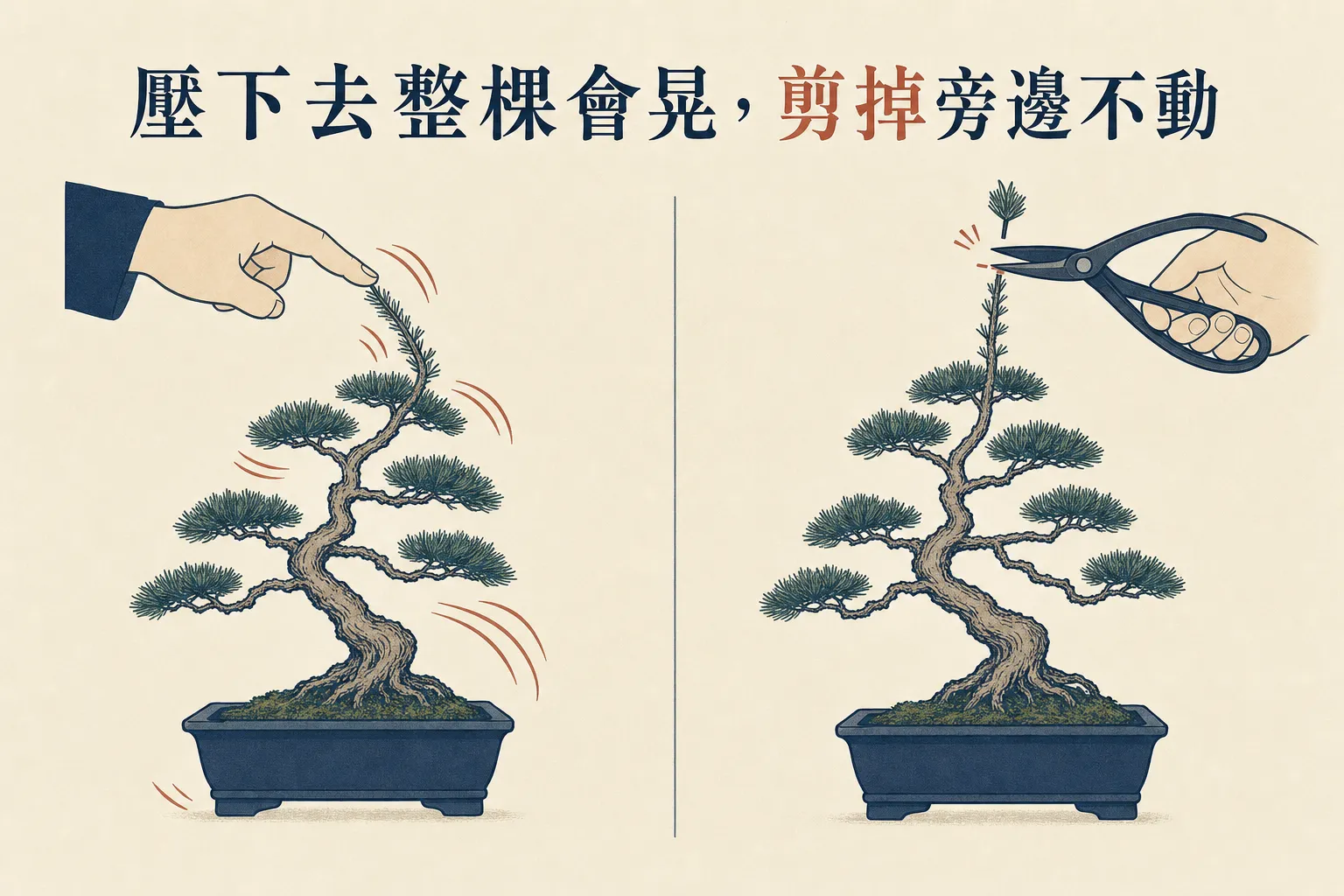 Limiter 壓下去整棵會晃,Clipper 剪掉旁邊不動:盆栽修剪比喻
