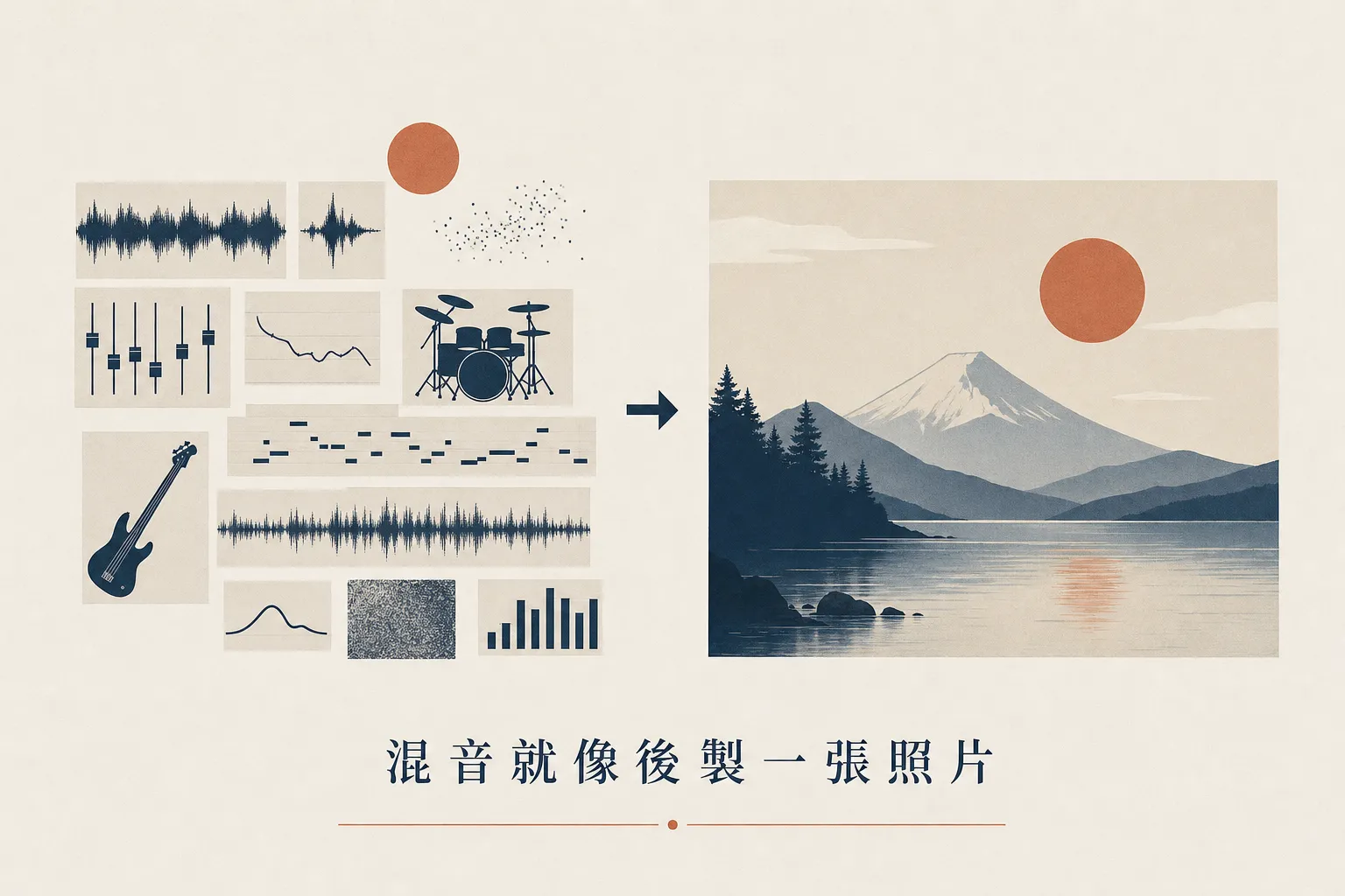 混音就像後製一張照片,把分散的聲音變成一張完整的畫面