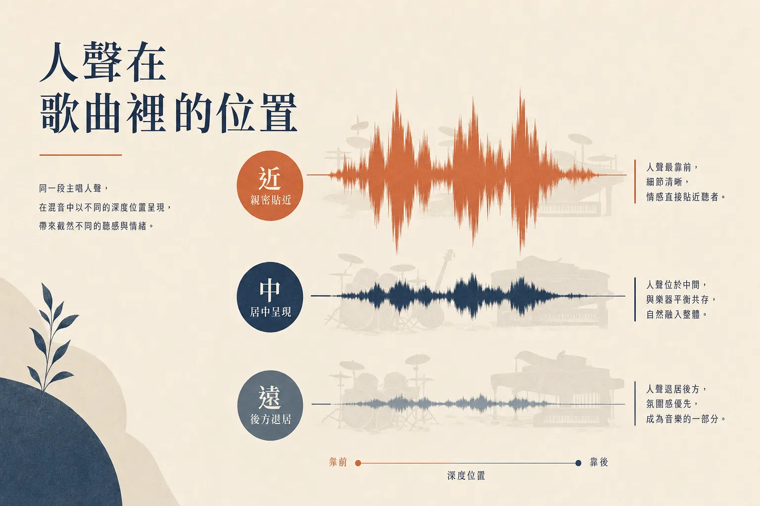 人聲混音:先決定人聲在歌曲裡的位置