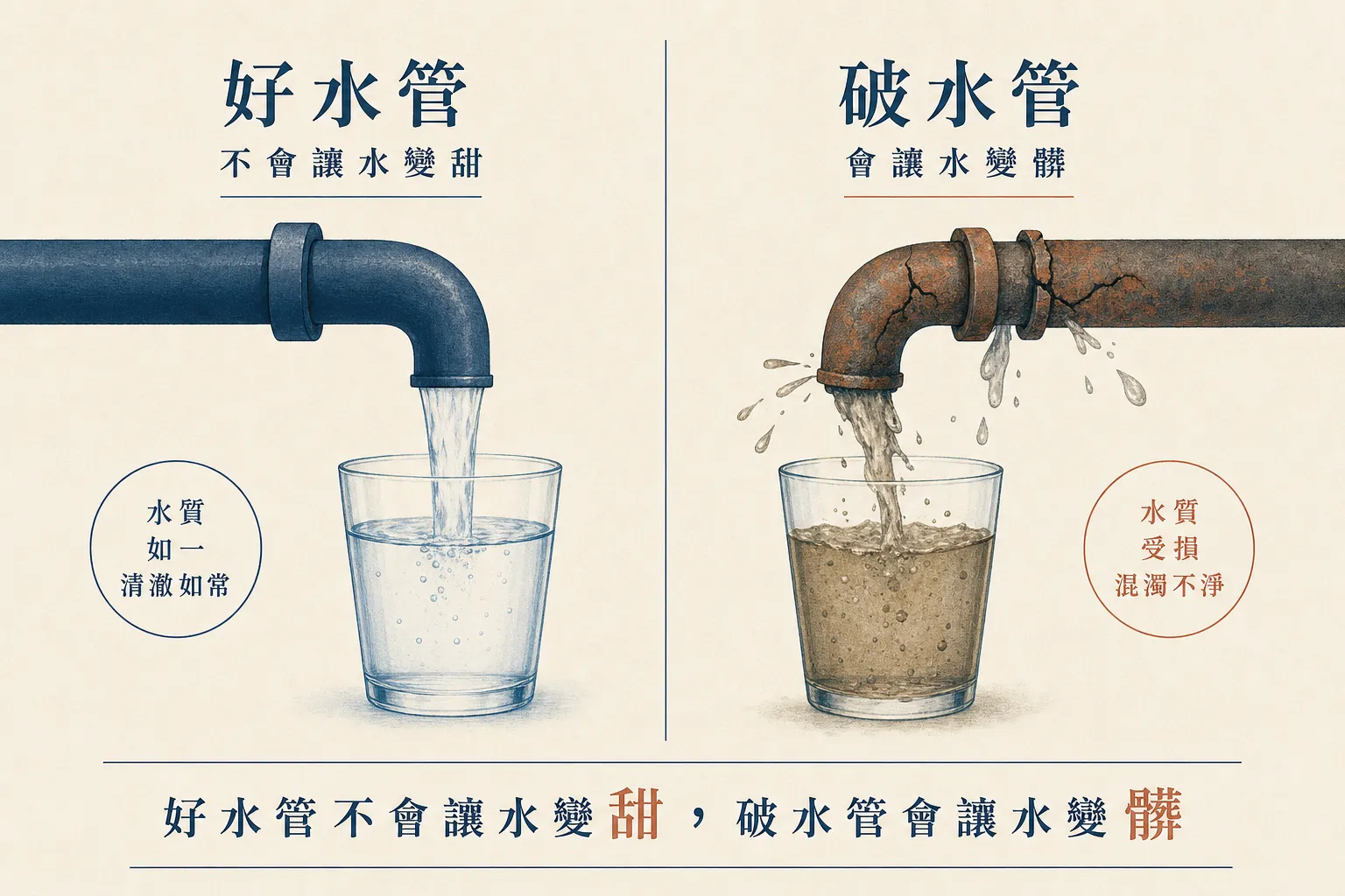 導線像水管:好水管不會讓水變甜,破水管會讓水變髒