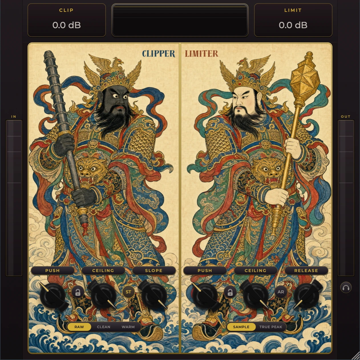 門神 Menshen 外掛介面:尉遲恭 Clipper（含 ST 立體聲連結）與秦叔寶 Limiter