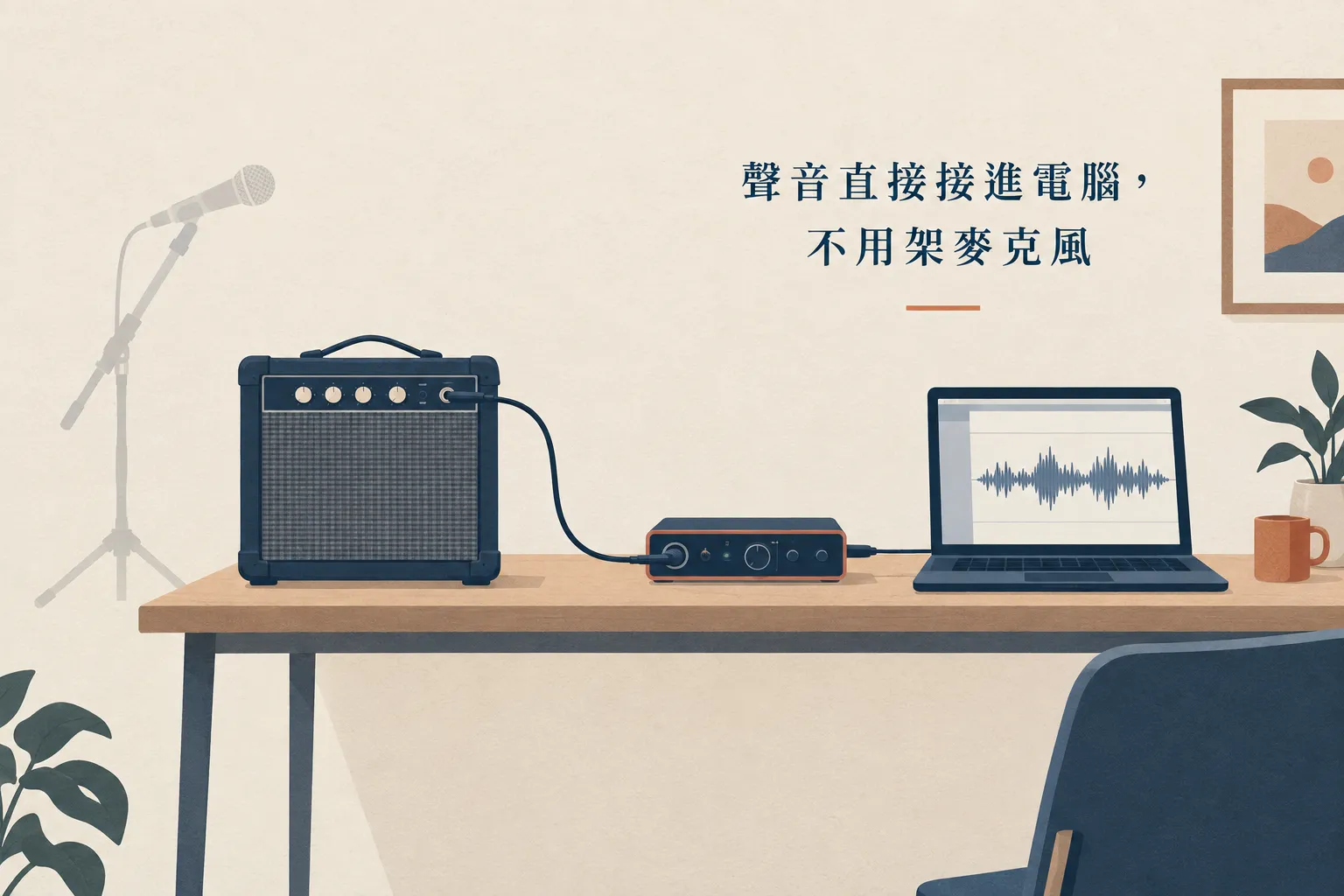 小音箱用 Line Out 把聲音直接接進錄音介面和電腦